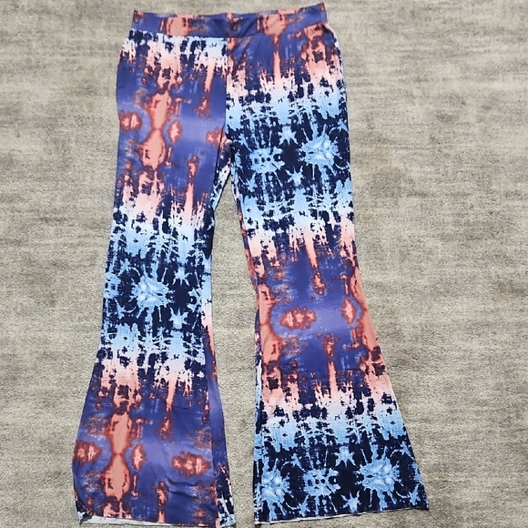 shosho Pants - Shosho Tie-Dye Flared Pants - Blue and Orange